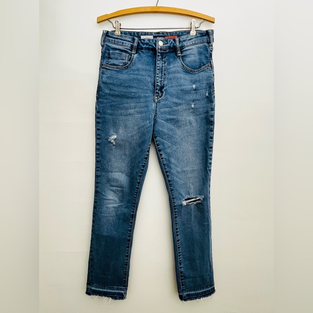Pilcro High Rise Cigarette Jeans Distressed Blue Denim Anthropologie Women’s 30